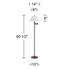 Regency Hill Gabrielle Modern 60 1/2" Tall Standing Floor Lamp Skinny Adjustable Swing Arm Brown Metal Bronze Finish Living Room Pleated White Shade - 4 of 4