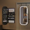 Fredees LED Mirror Jewelry Cabinet, Wall Mount or Over-the-Door Armoire with Rounded Mirror, Storage, Foldable Shelf & Lockable Interior, 16" Wide - 3 of 4