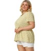 Agnes Orinda Women's Plus Size V Neck Ruffle Hem Short Sleeve Cinched Waist Floral Peplum Blouses - 4 of 4