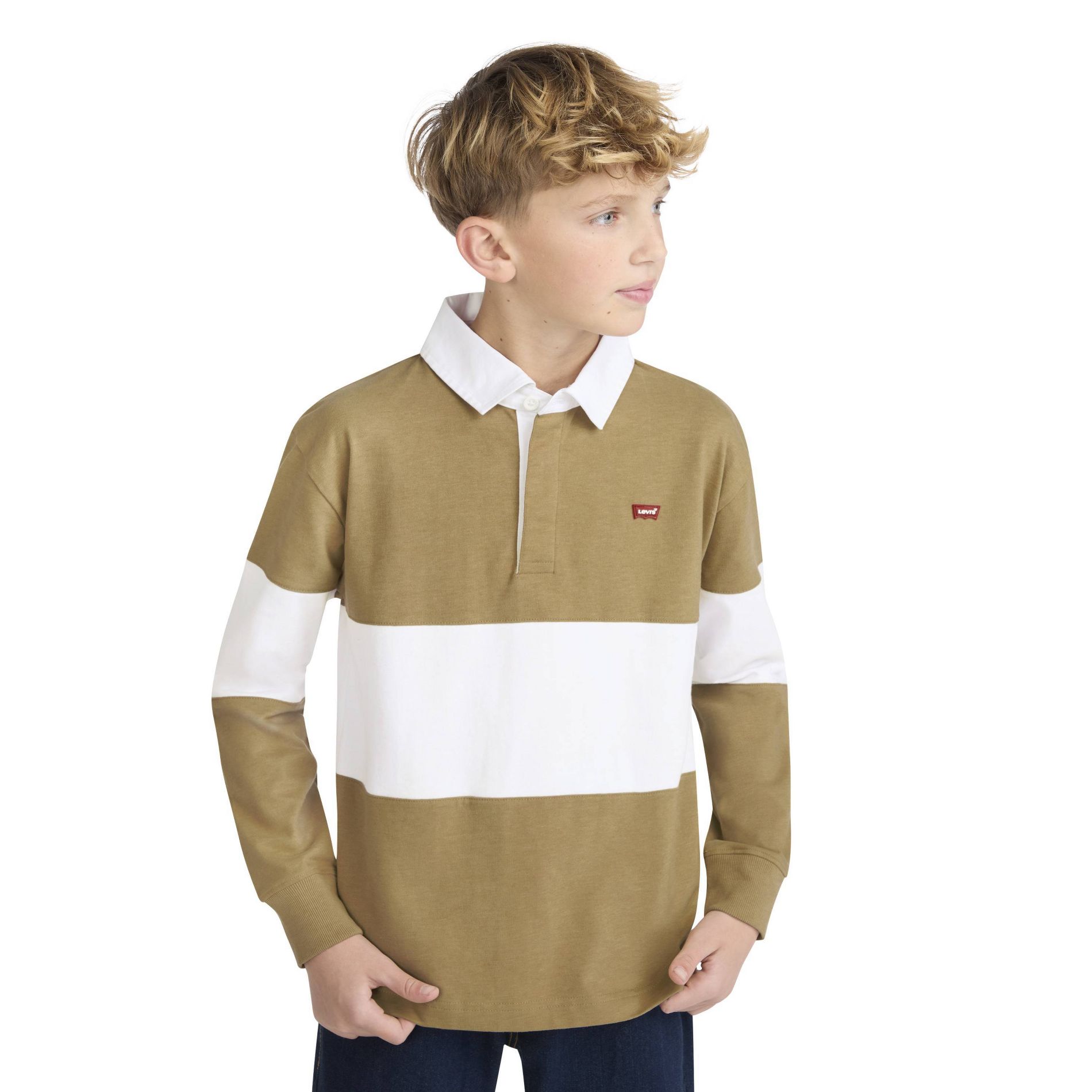 Levi's® Boys' Long Sleeve Rugby Polo Shirt - Tan S