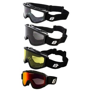 4 Pairs of Birdz Eyewear Vulture Safety Goggles with Clear, Smoke, Yellow, Red Mirror Lenses - 1 of 4