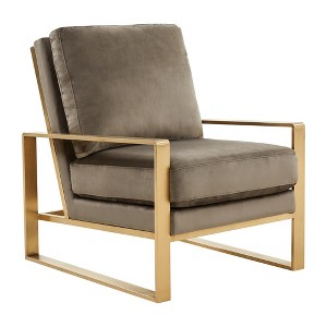 LeisureMod Jefferson Accent Arm Chair Upholstered in Velvet with Gold Brass Finish Frame - 1 of 4