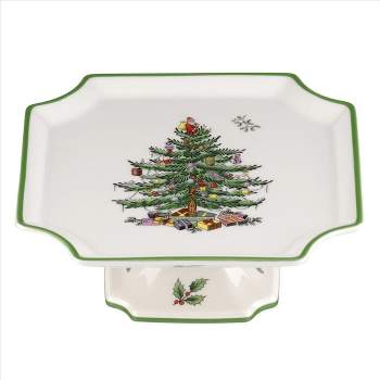 Spode Christmas Tree 6.5 Inch Footed Square Cake Plate