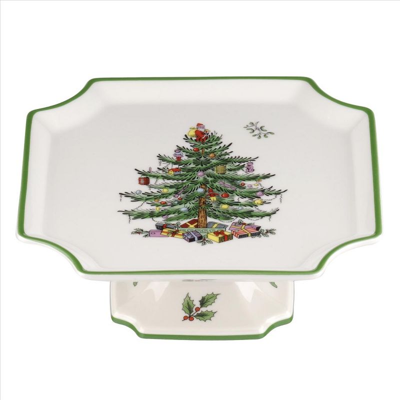 Spode Christmas Tree 6.5 Inch Footed Square Cake Plate, 1 of 5