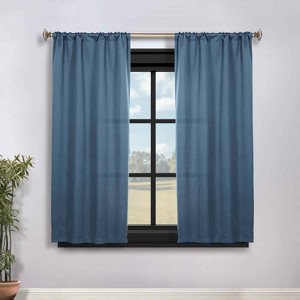 Classic Modern Solid Room Darkening Semi-Blackout Curtains, Rod Pocket, Set of 2 by Blue Nile Mills - 1 of 4
