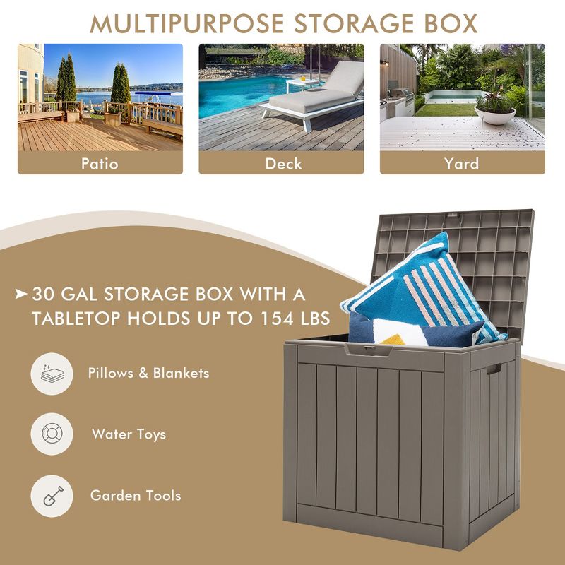 Costway 30 Gallon Deck Box  Storage Container Seating Tools Organization Deliveries, 5 of 10