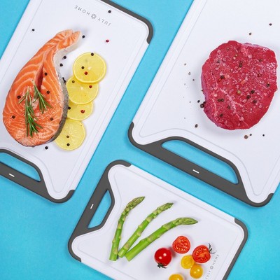 Black and Gray Plastic Cutting Board Set with Juice Grooves