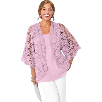 Jessica London Women's Plus Size Crochet Cardigan