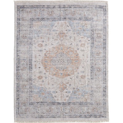 Caldwell Transitional Medallion Ivory/Blue/Orange Area Rug