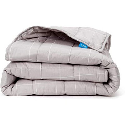 Luna Adult Breathable Oeko Tex Cooling Cotton and Glass Bead Weighted Blanket for Individual Use, 80x60 In, 25 Lbs, Gray and White Boxed, Queen Size
