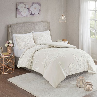 Okak Full/King 3-Piece Chenille Full-print Floral Bed Comforter Set with Pillow Shams,Comfortable Tufted Quilt Bedding Sets,Machine Washable