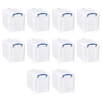 Really Useful Box Stackable 8.1l Plastic Storage Container Bin With Snap  Lid & Built-in Clip Lock Handles For Home & Office Organization (10 Pack) :  Target