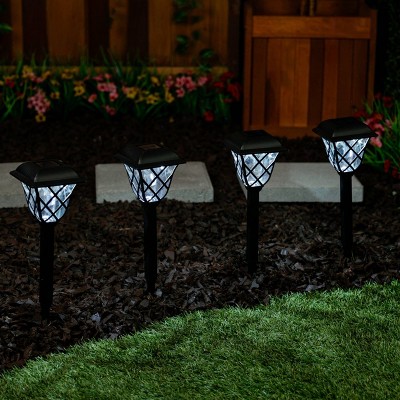 16" Black Stainless Steel Solar LED Pathway Lights, Set of 4