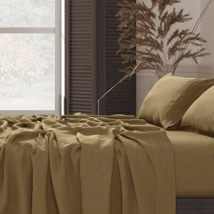Tribeca Living European Garment Washed Linen Extra Deep Pocket Sheet Set - 1 of 3