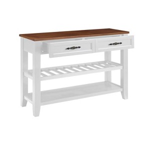 FONTOI Rectangle Coffee Table with Two Open Shelves, Console Table for Living Room Bedroom Office, Brown&White, 13.78"*30"*42" - 1 of 4