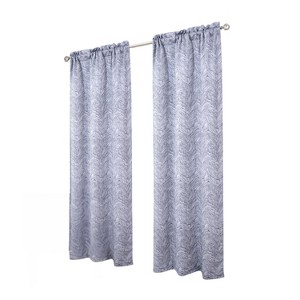 RT Designer Collection Crystal Jacquard Rod Pocket Foam Back Luxurious Modern Design Curtain Panel 54" x 84" Charcoal - 1 of 4