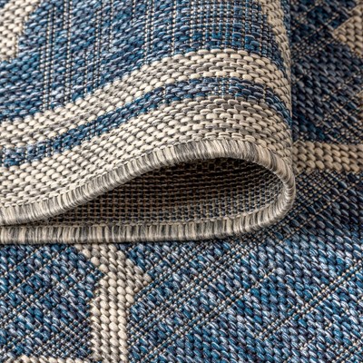 Navy and Gray 4' x 6' Synthetic Trellis Area Rug