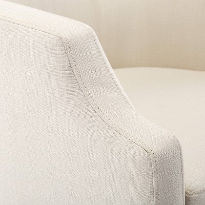Infinity White Linen Swivel Barrel Chair with Clip Arm Design
