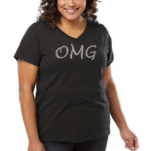 LA Pop Art Women's Word Art V-Neck - OMG - 1 of 4