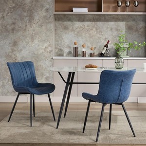 Acekool Faux Leather Modern Armless Dining Chairs Set of 2 with Metal Legs, Mid Century Accent Side Chairs for Kitchen & Living Room - 1 of 4