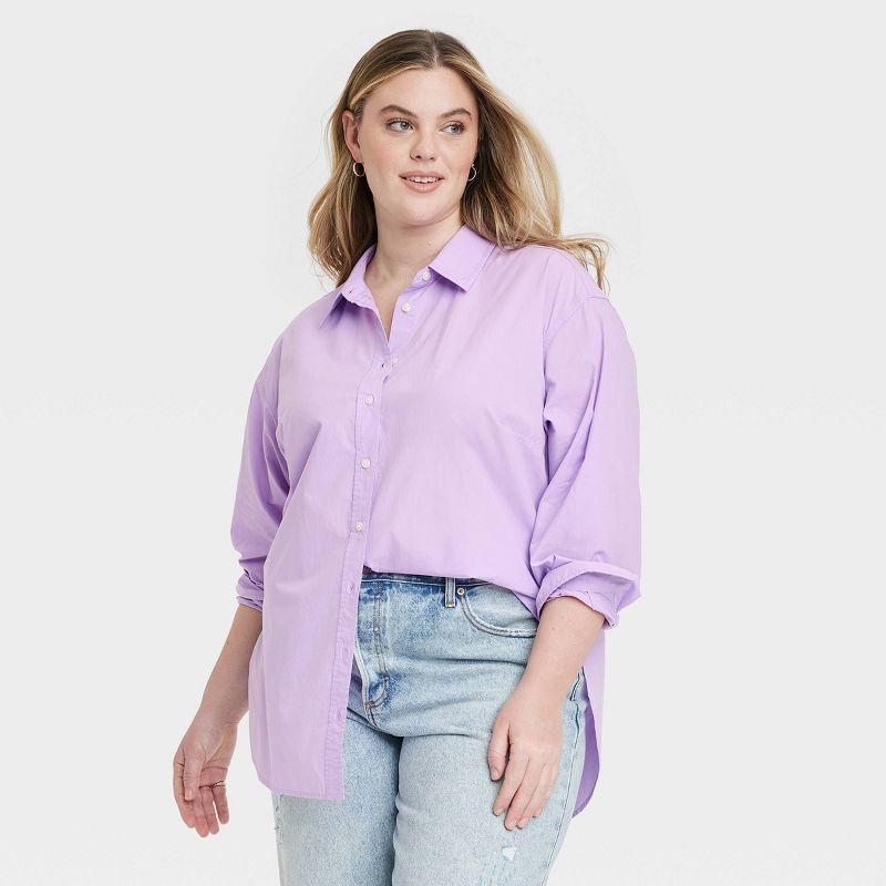 Women's Oversized Long Sleeve Collared Button-Down Shirt - Universal Thread™, 1 of 5