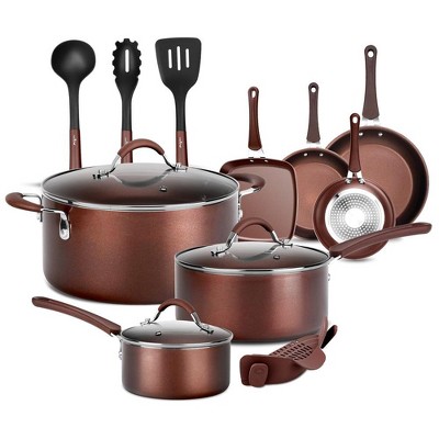 Nutrichef 15 Piece Nonstick Kitchen Cookware Set With 2 Cooking Pots, 2  Sauce Pots, 4 Lids, 2 Pans, And 5 Utensils, Multicolor : Target