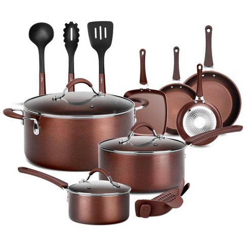 5 Pcs Copper Cooking Utensils Set, Rose Gold Cookware with Ladle
