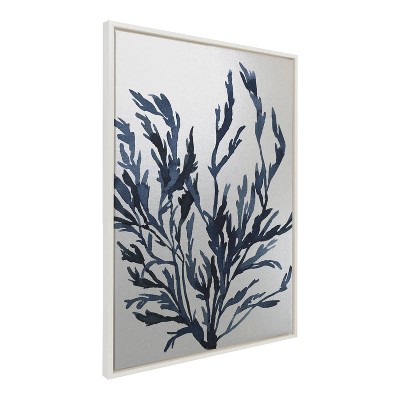 Kate & Laurel All Things Decor 28"x38" Sylvie Blue Ocean Wall Art: White Frame, Sawtooth Back