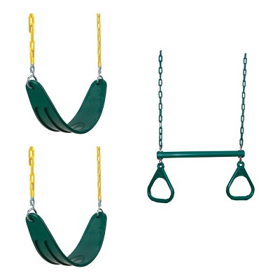 Swing-N-Slide Two Extreme Duty Swing Seats with a Heavy Duty Ring/Trapeze Combo Swing