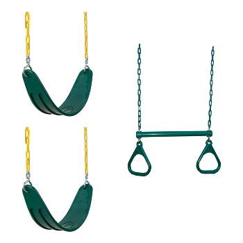 Swing-N-Slide Two Extreme Duty Swing Seats with a Heavy Duty Ring/Trapeze Combo Swing