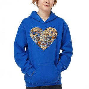 LA Pop Art Thanksgiving Heart - Boy's Word Art Hooded Sweatshirt - 1 of 4