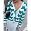 Coolmee Women's Cardigan Chunky Fashion Open Front Striped Color Block Cable Knit Sweater Coats - 2 of 4