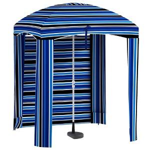 Outsunny 5.9' x 5.9' Cabana Umbrella, Outdoor Beach Umbrella with Windows, Sandbags, Carry Bag - 1 of 4