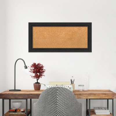 Shipwreck Black Narrow Framed Natural Corkboard 34" x 16"