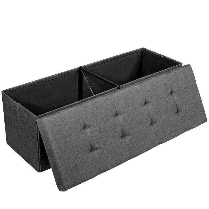 Tangkula Storage Ottoman Fabric Folding Storage Chest with Divider Bed End Bench, 3 of 7