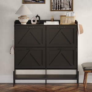 4-Drawer Hidden Shoe Cabinet, Freestanding rack with adjustable shelf + open shelves—perfect for entryway, hallway, foyer - 1 of 4