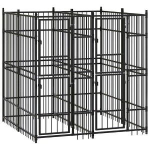 vidaXL Outdoor Dog Kennel Large Dog Crate Dog Cage Exercise Playpen Steel - 1 of 4