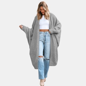 Women's Cozy Longline Open Front Cardigan with Dolman Sleeves -Cupshe - 1 of 4