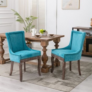 PAGED Modern Style Dining Chairs Set of 2 Upholstered Living Room Chairs with Wood legs and Bronze Nail Head for Living Room - 1 of 4
