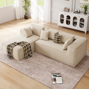 Modular Sectional Couches for Living Room, L-Shaped Sectional Couch with Deep Seat, Upholstered Sofa for Bedroom, No Assembly Required, Chenille - 1 of 4