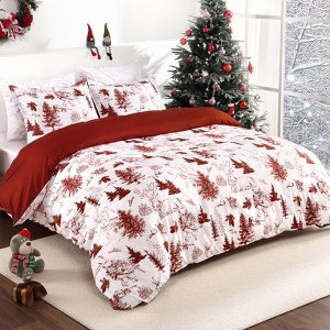 Christmas Duvet Cover Set King, 2-Piece Soft Reindeer Pattern Bedding Set with Two 20"x36" Pillow Shams, Holiday Comforter Cover for Bedroom - 1 of 4