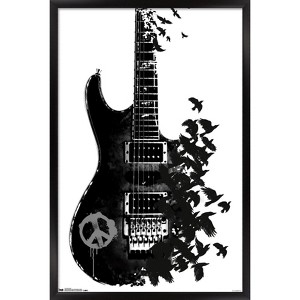 Trends International Peace Guitar Made of Crows Framed Wall Poster Prints - 1 of 4