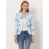INSPIRE CHIC Women's Open Front Office Long Sleeve Lightweight Printed Floral Crop Suit Blazer - 2 of 4