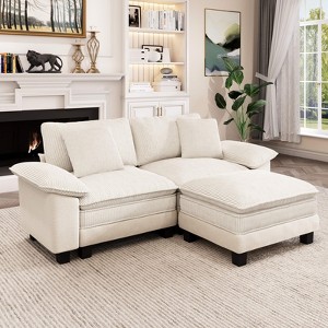 Captiva Designs Cloud Modular 3PC Sectional Loveseat Sofa Set, 87.5" Comfy Couches with 1 Movable Ottoman for Living Room Apartment - 1 of 4