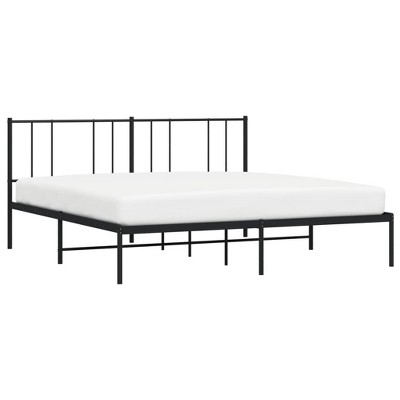 vidaXL Metal Bed Frame with Headboard Black