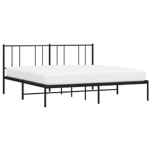vidaXL Metal Bed Frame with Headboard Black - 1 of 4