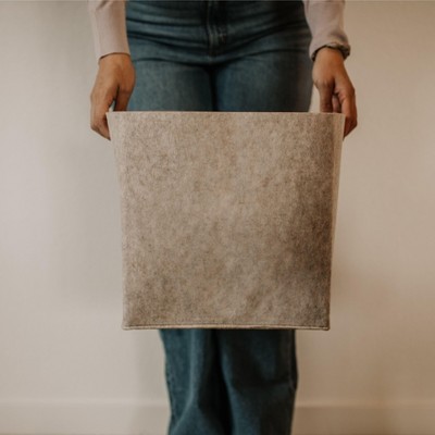 Oatmeal Felt Open Top Storage Cube Bin