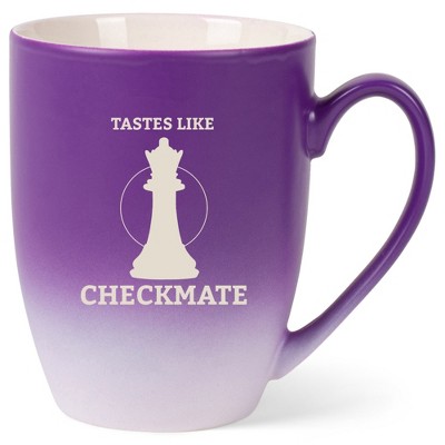 100 North Queen Chess Piece 10 Ounce Purple and White Two Toned Ombre, Comfortably Fits Your Hands, Ceramic Tea Coffee Cup Mug, Tastes Like Checkmate