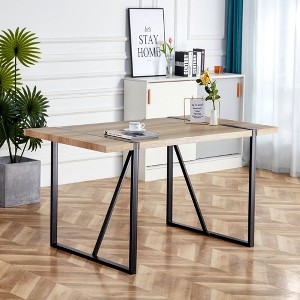 NicBex 55" Modern Rectangle  Dining Table,Kitchen Table with MDF Tabletop and Metal Legs for 4-6 Seaters,Brown - 1 of 4