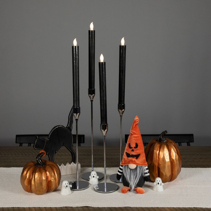 Northlight Set of 4 Solid Black LED Flickering Flameless Halloween Taper Candles 9.5", 3 of 7